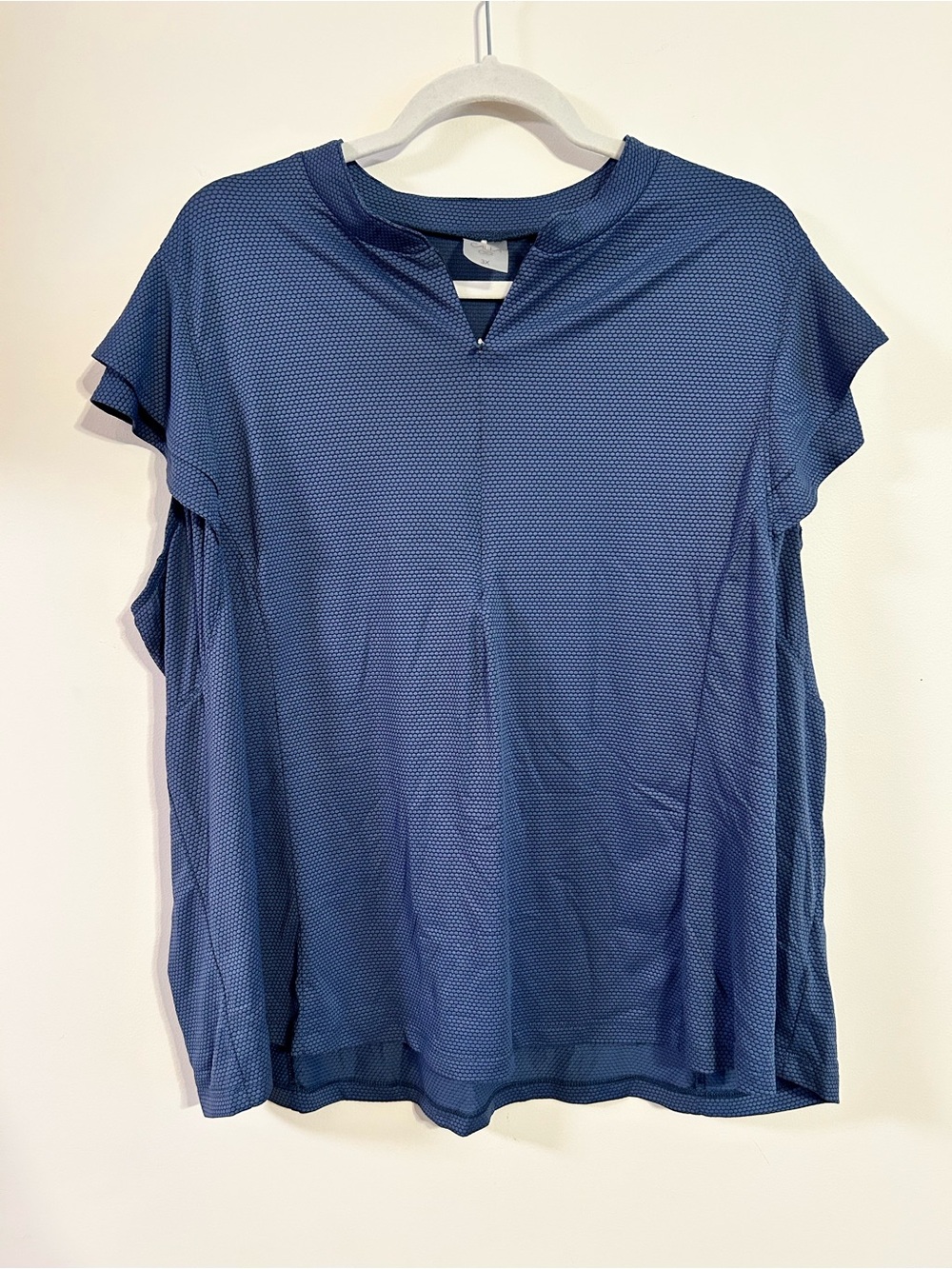 CALIA Women’s Textured Flutter Sleeve Golf Top-Dark Blue